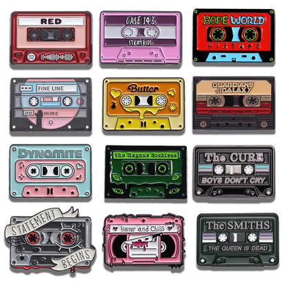 Magnetic Tape Music Series Metal Brooch – Versatile Clothing, Necklace & Badge Accessory with English Style