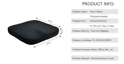 Orthopedic Memory Foam Coccyx Cushion – Non-Slip Tailbone & Sciatica Pain Relief Seat Pad for Office Chair & Car
