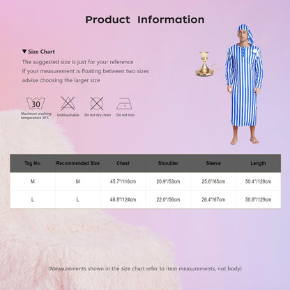 Men's Striped Pajama Set - Soft Loose Long Sleeve Sleepwear with Nightcap for Christmas & Halloween