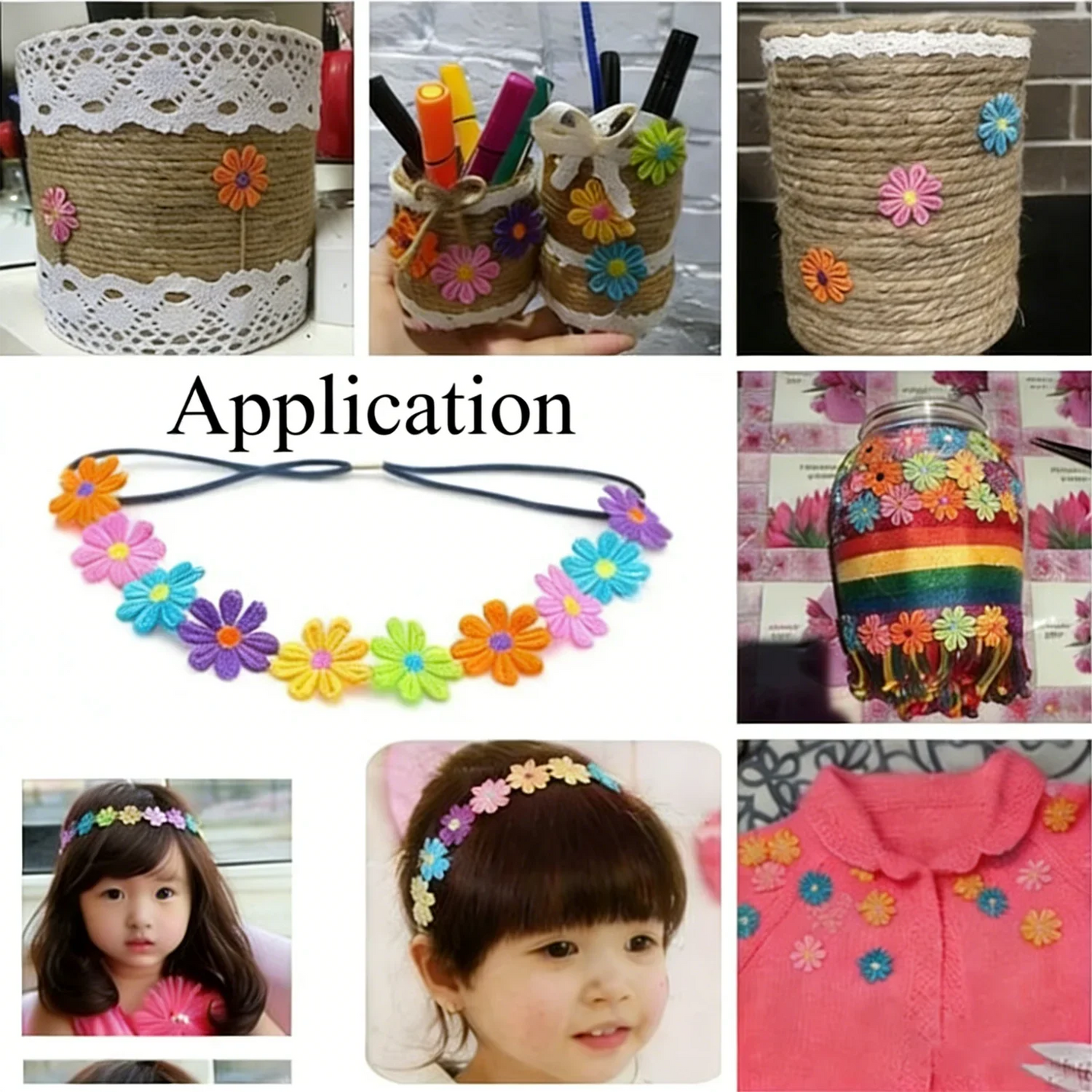 Daisy Flower Lace Trim Ribbon – 2.5CM Wide, 1.5 Yards Embroidered DIY Patchwork Sewing & Craft Supplies, Colorful