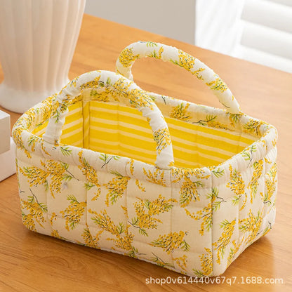 Thickened Cotton Fabric Storage Basket – Small Size Home Organizer for Cosmetics, Toys & Snacks, Household Cloth Storage Bin