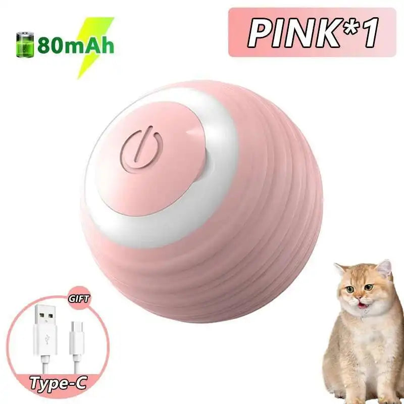 Smart Interactive Pet Ball - USB Automatic Rolling and Bouncing Toy with RGB Lights
