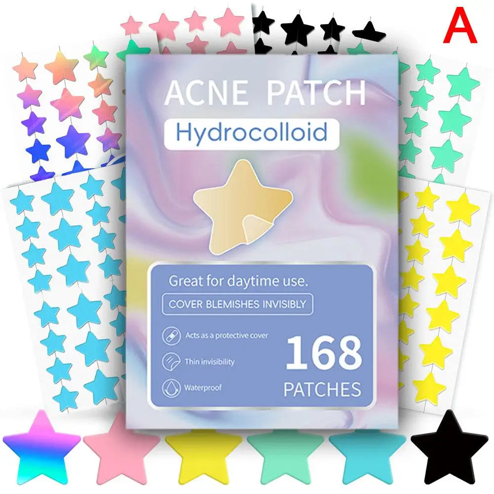 Colorful Star Pimple Patches – Invisible Acne Spot Stickers for Skin Care, Concealer & Makeup Tools