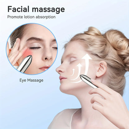 Mini Vibrating Massager — Portable Facial & Eye Massager, Relieves Tension, Promotes Lotion Absorption, Lipstick-Sized