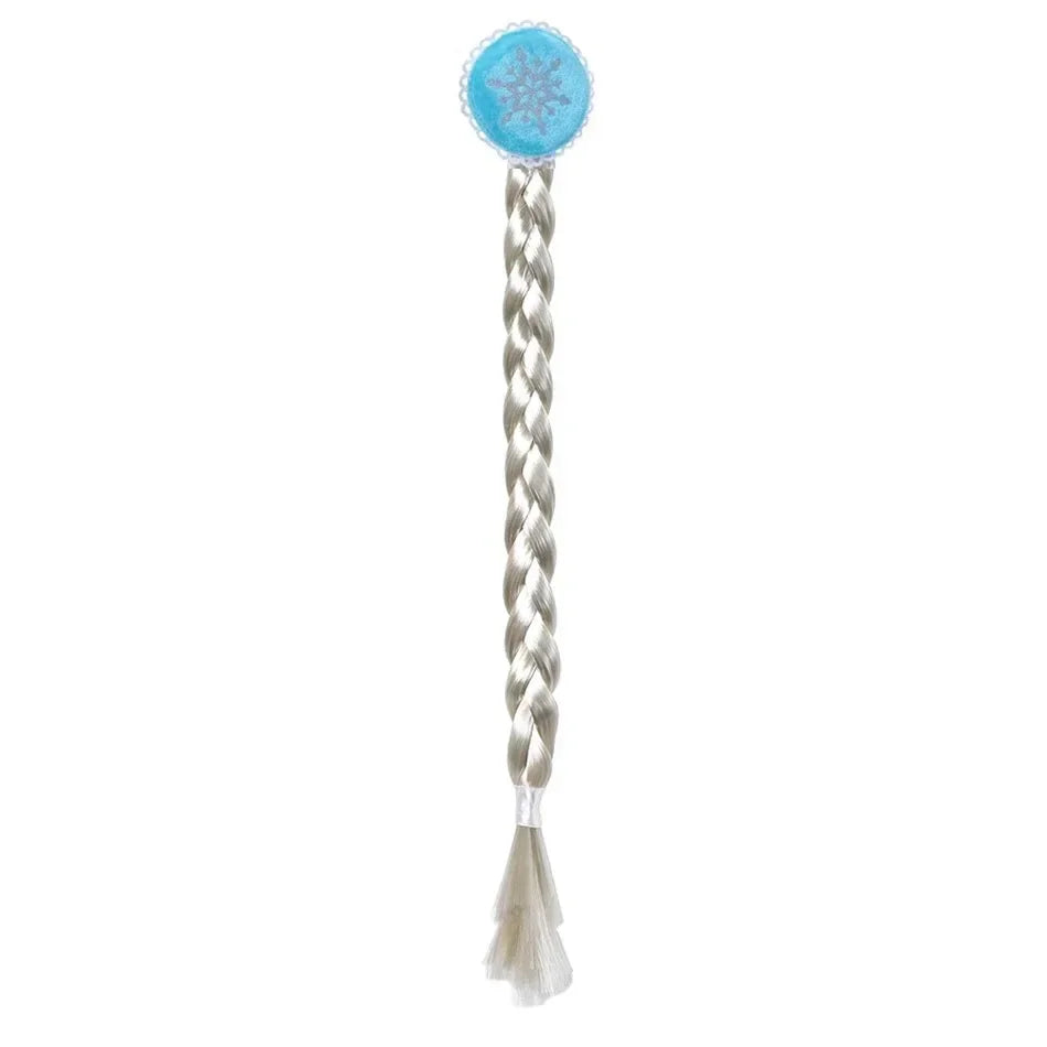 Girls Elsa Cosplay Headband - Snowflake Crown & Braid Hair Accessory, Princess Bow Hair Ornament