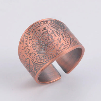 Dawapara 7 Archangels Protection Ring – Metatron Cube, Lilith Symbol, King Solomon Secrets Vintage Amulet Jewelry