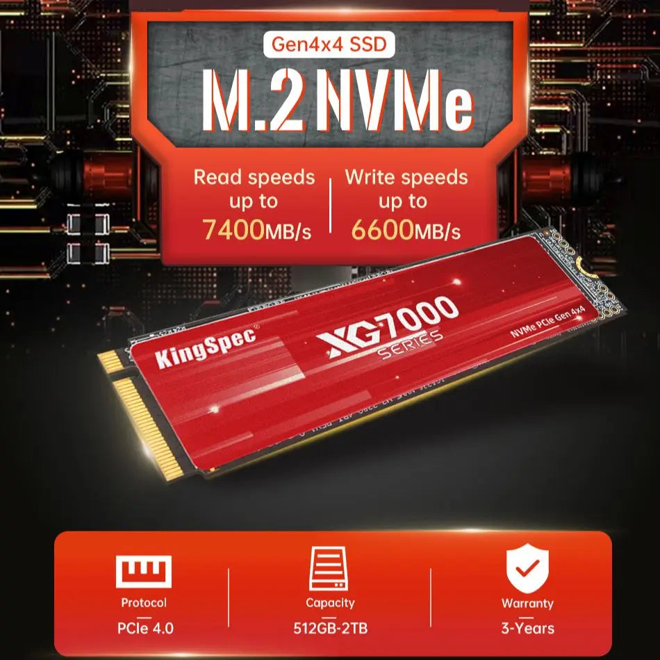 KingSpec M.2 PCIe 4.0 NVMe SSD – 512GB, 1TB, 2TB, 4TB Solid State Drive for Laptop, Desktop, PS5