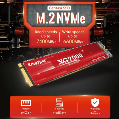KingSpec M.2 PCIe 4.0 NVMe SSD – 512GB, 1TB, 2TB, 4TB Solid State Drive for Laptop, Desktop, PS5