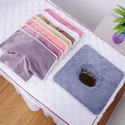 35×35cm Velvet SPA Massage Face Towel – Thickened Table Cover with Face Breath Hole