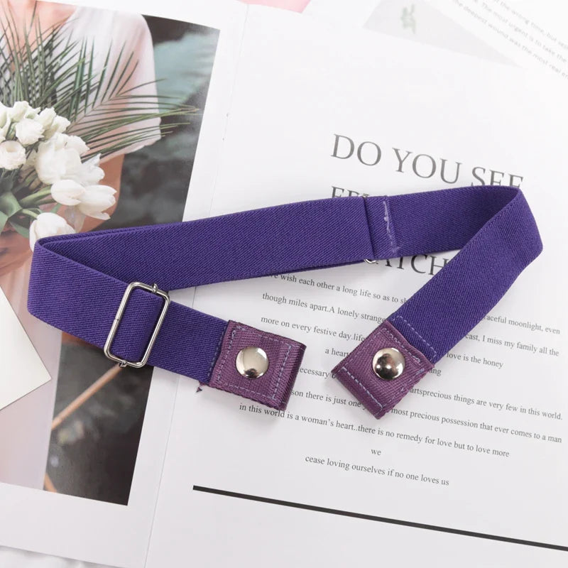 Elastic Buckle-Free Canvas Belt for Women – Stretch Waist Belt for Jeans & Pants, Invisible Lazy Belt