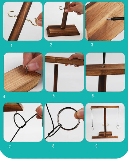 Ring Toss Game Set — Fast-Paced Wooden Board Game for Kids, Adults, Home, Outdoor, Party & Drinking Fun