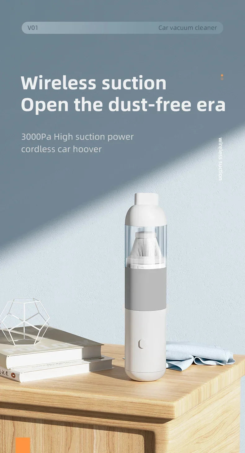 3-in-1 Wireless Car Vacuum Cleaner – Portable Mini Handheld Dust Catcher for Auto Interior Cleaning
