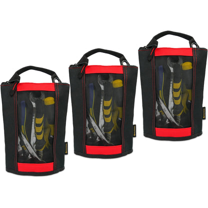 MELOTOUGH Canvas Tool Pouch | 2-Pack Zipper Bags with Mesh Window & Hanging Grommets