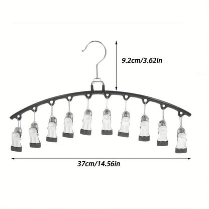 1/2/3PCS Closet Storage Hanger with 10 Clips - Space-Saving Hanging Organizer for 40 Pairs of Leggings - Black