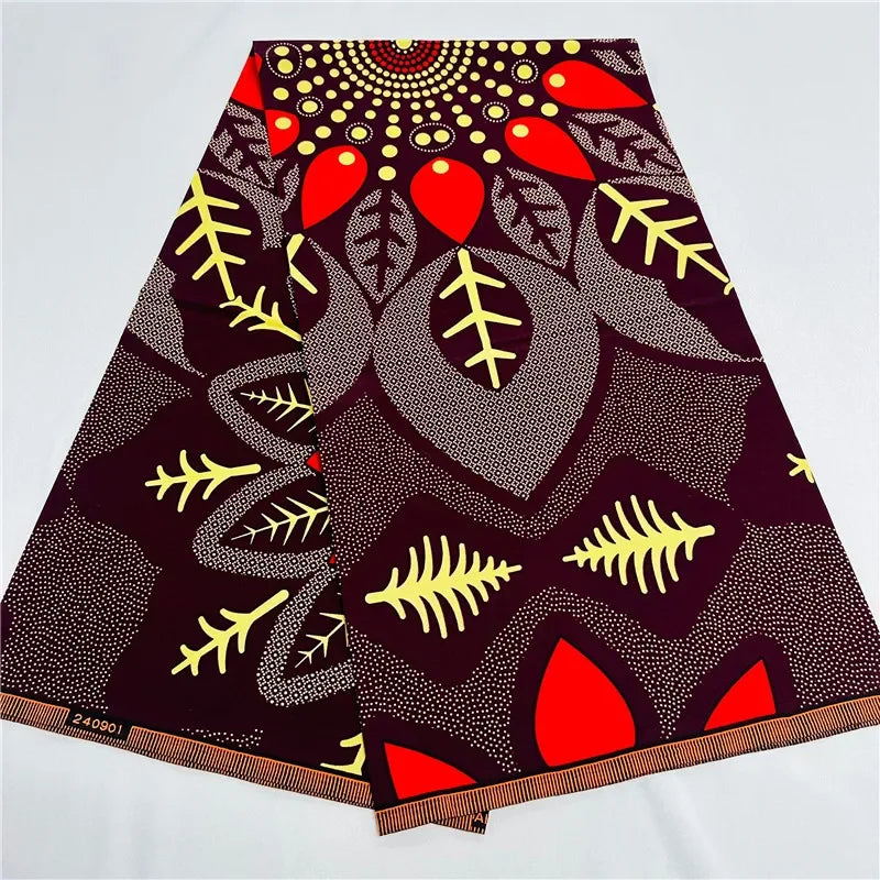 6 Yards African Real Wax Ankara Fabric - 100% Cotton Party Dress Print