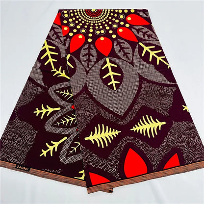 6 Yards African Real Wax Ankara Fabric - 100% Cotton Party Dress Print