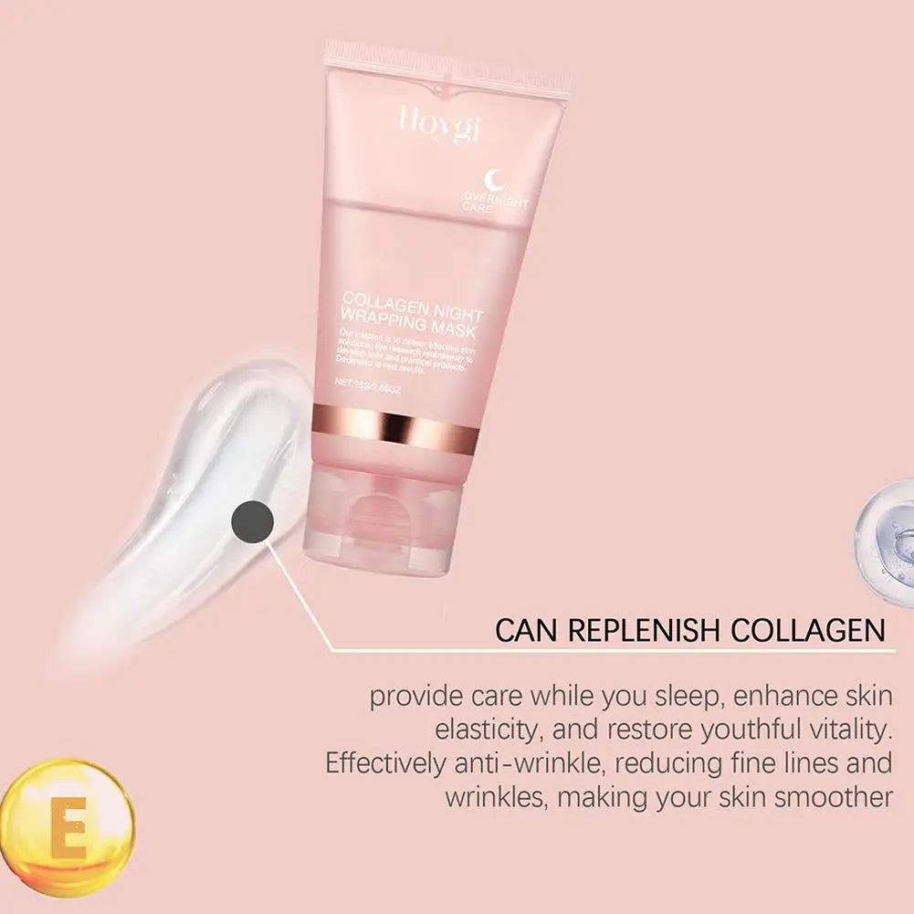 Hydrolyzed Collagen Overnight Facial Mask - Peel-Off Hydrating & Firming Mask, Reduces Sagging & Dullness, Boosts Elasticity