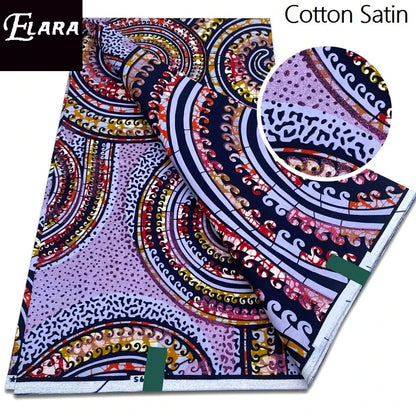 African Real Wax Print Fabric - Grand Original Ankara Blue Cotton Wax Material 6 Yards for Stylish Dresses & Uniforms