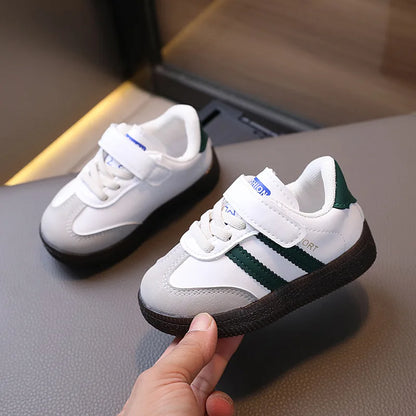 Toddler & Kids White Sneakers — Fashionable Non-Slip Walking Shoes for Boys & Girls, Breathable Outdoor Sport Casual Shoes