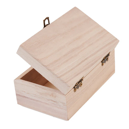 Wooden Jewelry Storage Box with Lid — Square Hinged Craft Box for DIY, Home Decor, and Mother's Day Gift