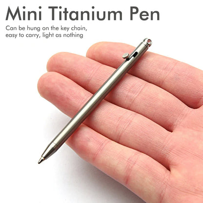 Pure Titanium Mini Bolt Pen — Compact Portable Keychain Metal Ballpoint Pen Travel & Signing Gift