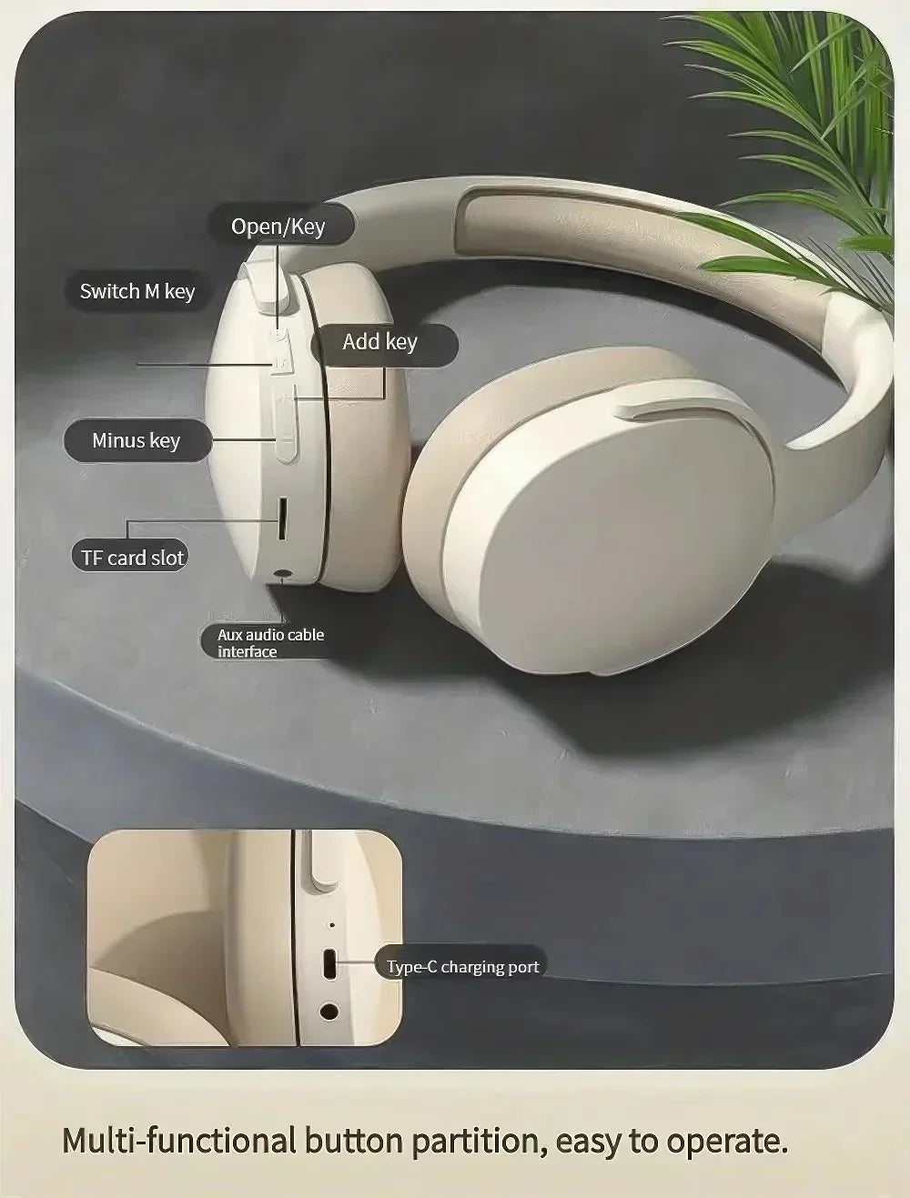 New Wireless Bluetooth Over-Ear Headphones – HiFi Stereo Headset with Mic, TF/AUX Music Player & Sports Earphones