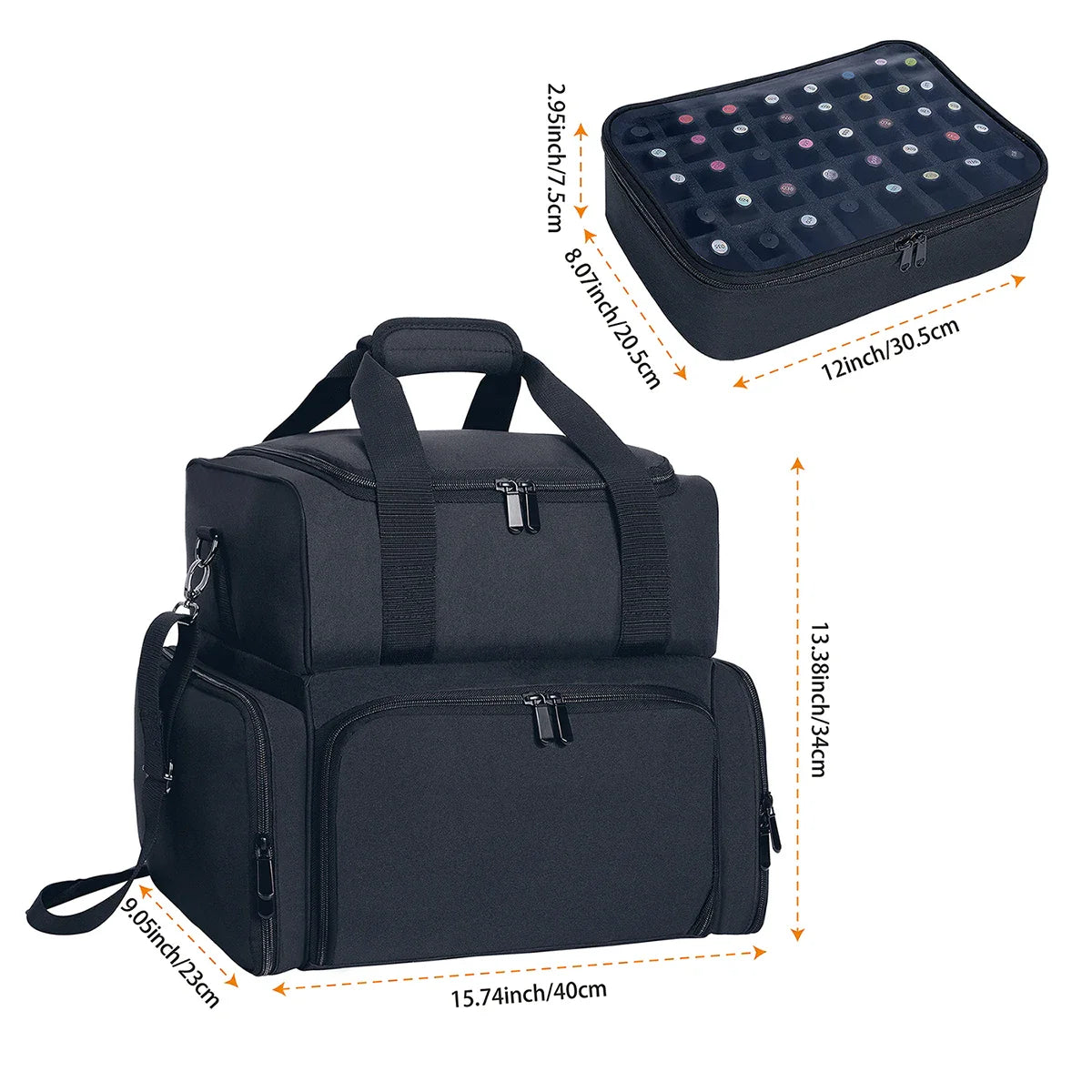 80 Bottle Nail Polish Organizer Case - Large Capacity Portable Travel Storage with 2 Removable Bags for Women