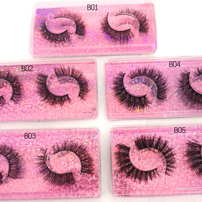 3D Faux Mink Eyelashes – Fluffy Soft Wispy Dramatic False Lashes (2 Pairs per Box, Bulk Pack 5–100 Boxes) Makeup Extension Set