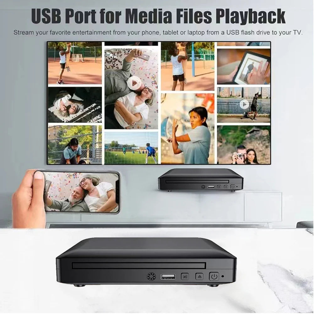 Woopker Mini HD DVD Player – HDMI & RCA, 1080p, PAL/NTSC All Regions, USB 2.0, Breakpoint Memory Home CD Player