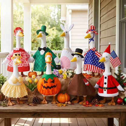 23-Inch Porch Goose Outfit - Seasonal Skirt, Hat & Clothes for Lawn Goose Statue Decoration