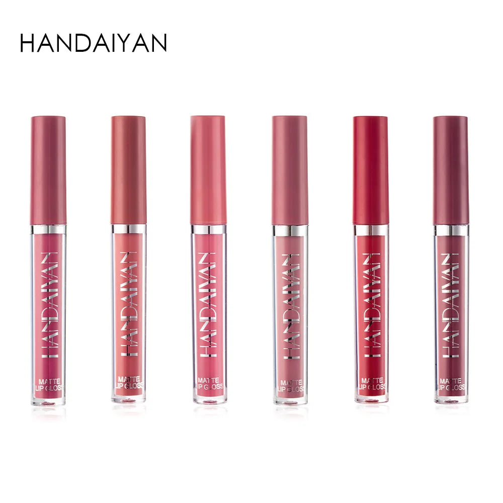 HANDAIYAN 6-Piece Matte Lipstick Set – Waterproof, Long-Lasting, Non-Stick Cup Korean Makeup for Women
