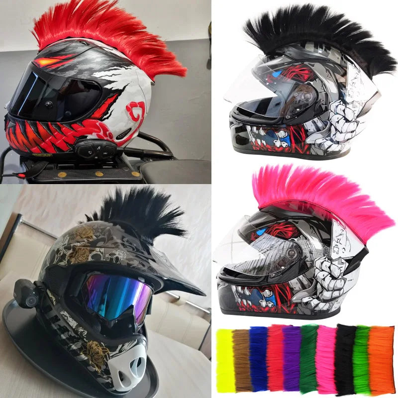 Creative Motorcycle Helmet Mohawk Wig – Electric Helmet Decoration Cosplay Accessories for Motorbike