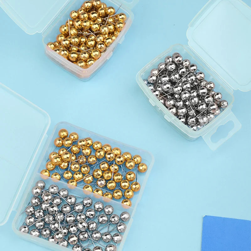 Portable DIY Round Metal Head Pins — Sewing & Craft Needle Pins with Storage Box for Clothing & Beads