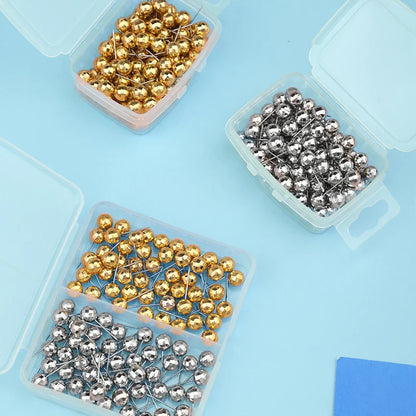 Portable DIY Round Metal Head Pins — Sewing & Craft Needle Pins with Storage Box for Clothing & Beads