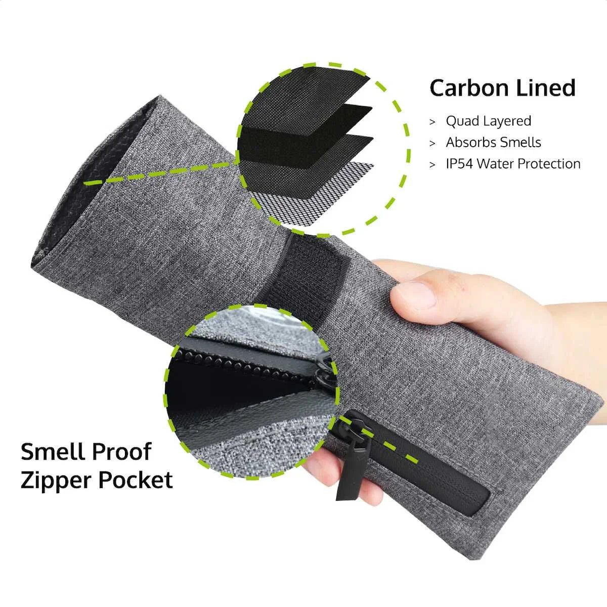Pocket Size Smell Proof Tobacco Pouch – Carbon Lined Zipper Smoker Stash Bag for Secure Storage Accessories