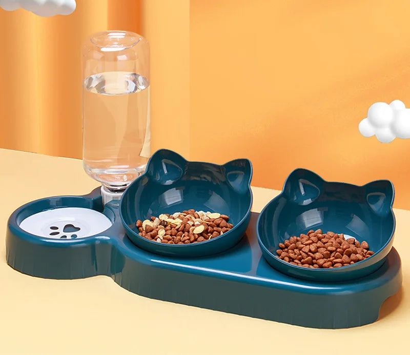 3-in-1 Automatic Cat Feeder – Double Bowl Water & Food Dispenser for Cats & Small Dogs