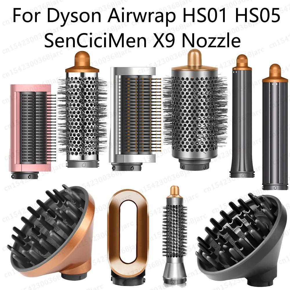 Hair Styler Nozzle for Dyson Airwrap HS01/HS05 & Sencicimen X9 – Multi Hair Curler & Smoothing Brush Attachment