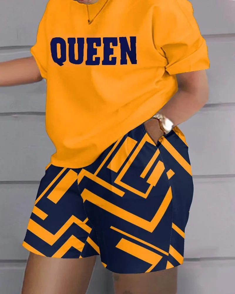 Women’s Printed 2-Piece Shorts Set – Short Sleeve T-Shirt & Elastic Waist Pants Matching Summer Y2K Outfit with Pockets (2025)
