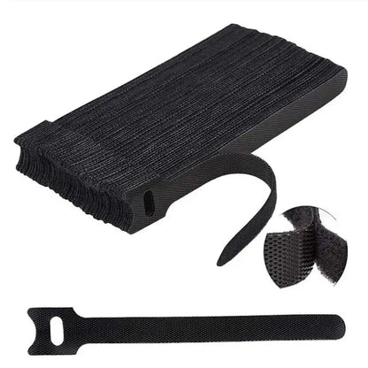 100 Cable Ties 150x12mm T-Buckle Strap Nylon Ring Strap: Black Back-to-Back Data Cable Self-Adhesive Management Ties