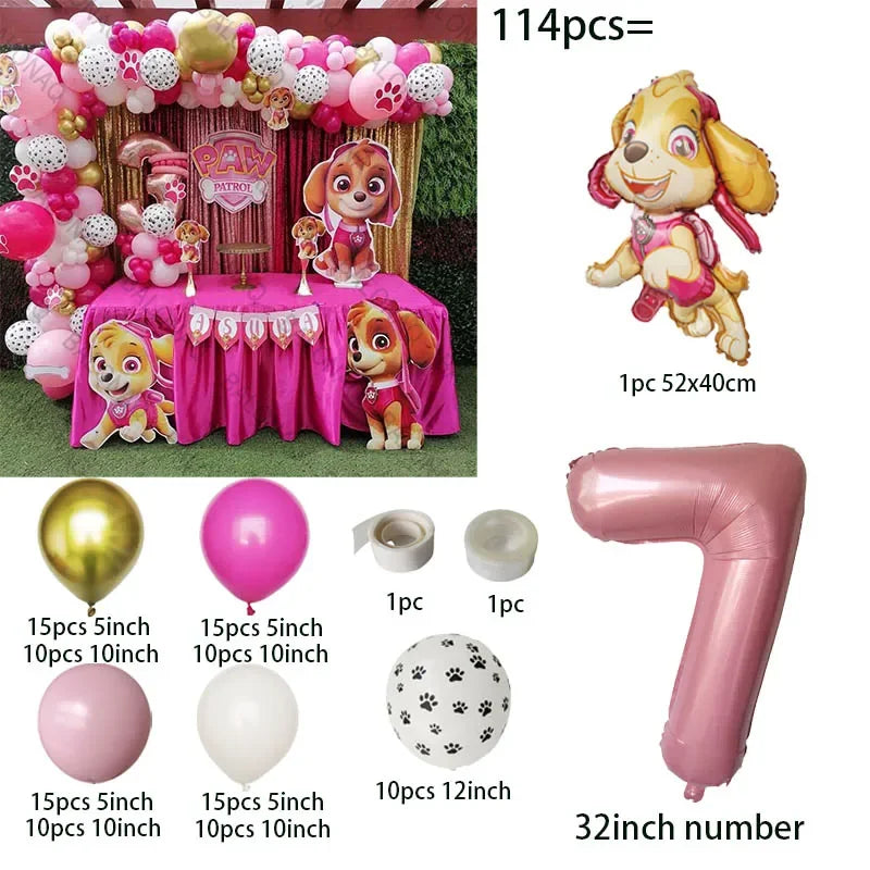 Pink Paw Patrol Party Supplies for Girls – Skye Balloons, Cups, Plates & Tablecloth for Birthday & Baby Shower