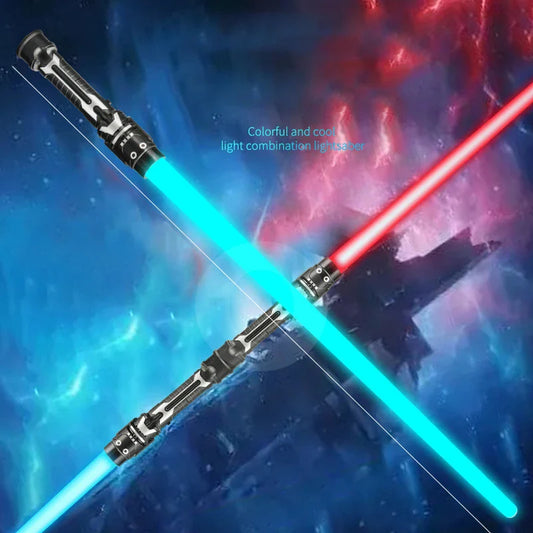 Colorful Glowing Laser Sword Toy – Red & Blue Double Saber with Music & Flashing Lights