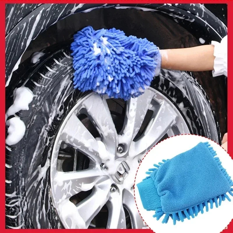 1/5pcs Microfiber Car Wash Gloves — Ultra-Absorbent, Scratch-Free Auto Cleaning Sponge Tool