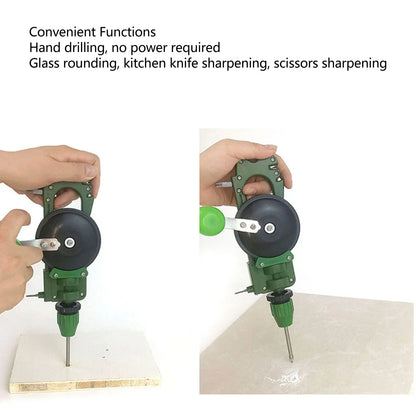 Manual Hand Crank Drill Cutter – Multifunctional Glass & Ceramic Hole Cutting and Scissors Sharpening Tool
