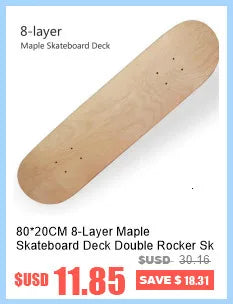 7-9 Layer Maple Skateboard Deck – Double Rocker Mini Cruiser & Dance Board with High Elasticity
