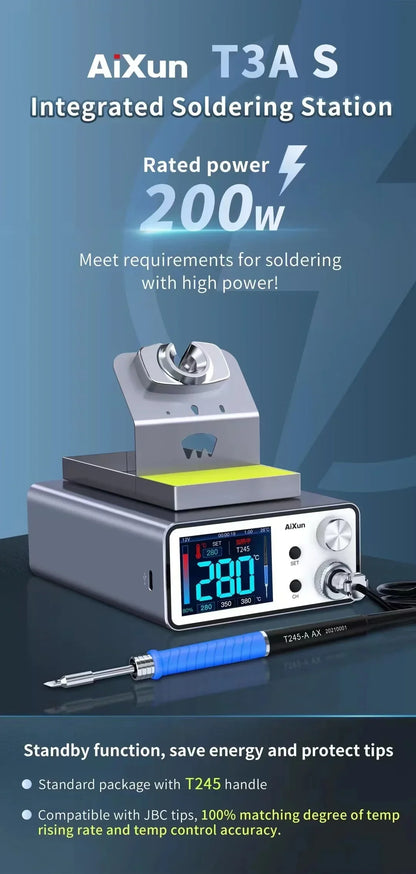 AIXUN T3A T3B Intelligent Soldering Station - T115/T210/T245/T12 Rework Station for PCB & BGA Soldering Tools