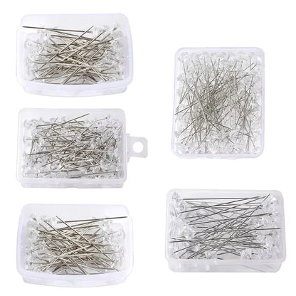 Fenrry 100PCS Diamond Head Pins – Crystal Corsage Sewing Pins, Straight Pins for Dressmaking & Party Decorations with Plastic Box