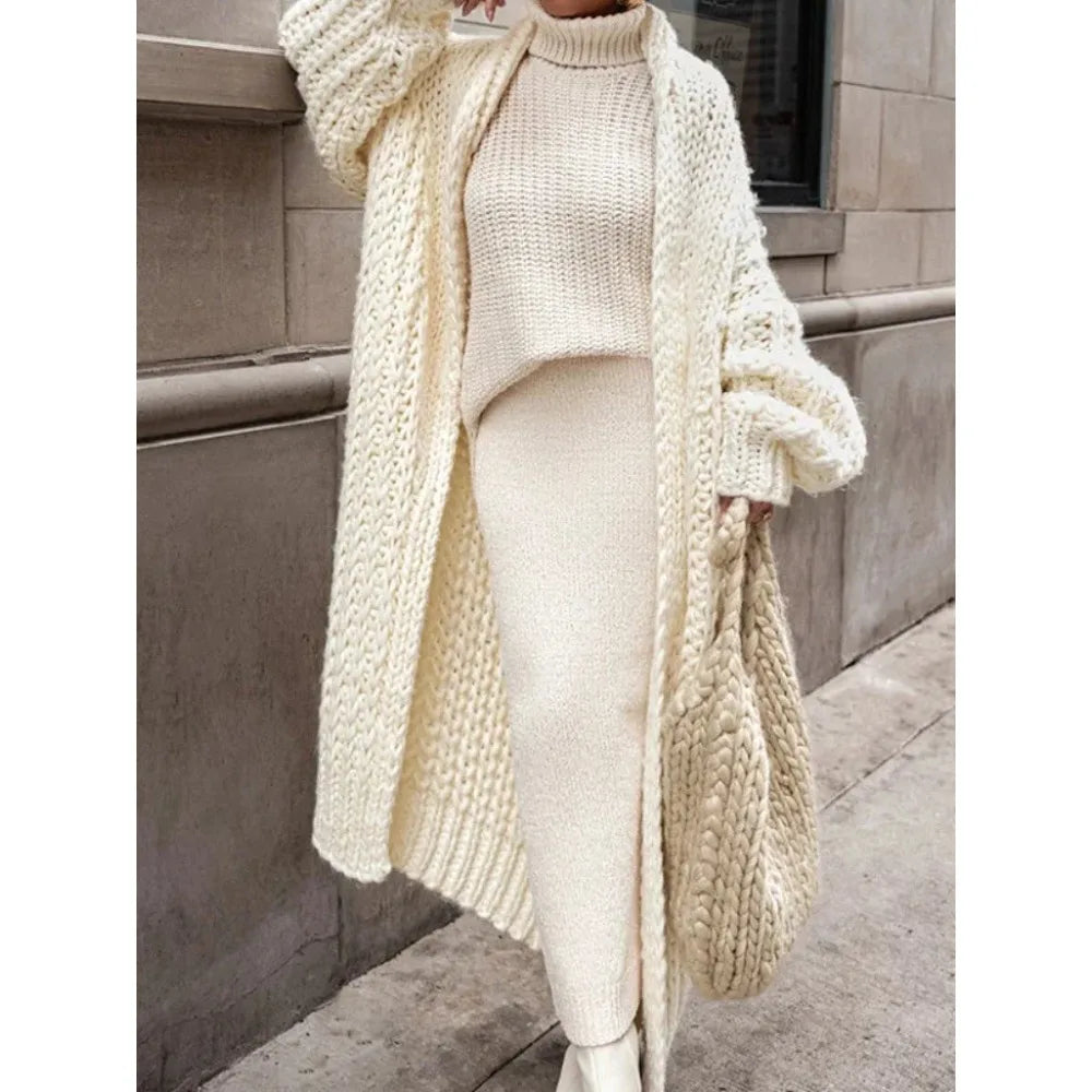 Loose Knitted Cardigan for Women 2025 – Autumn & Winter Streetwear, Spring Elegant Long Outerwear, Maxi Y2K Sweater Long Coat, Soft Jackets