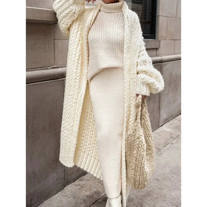 Loose Knitted Cardigan for Women 2025 – Autumn & Winter Streetwear, Spring Elegant Long Outerwear, Maxi Y2K Sweater Long Coat, Soft Jackets