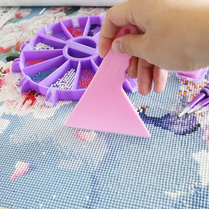 6-Grid Diamond Painting Tray Kit – Large Capacity Drill Plate, Beading Plate, and Cross Stitch Tools with Diamond Painting Pen