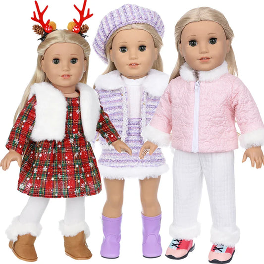 18-Inch Girl Doll Clothes – Pink Coat & Office Dress Outfit, Baby Girl Doll Gift Toy